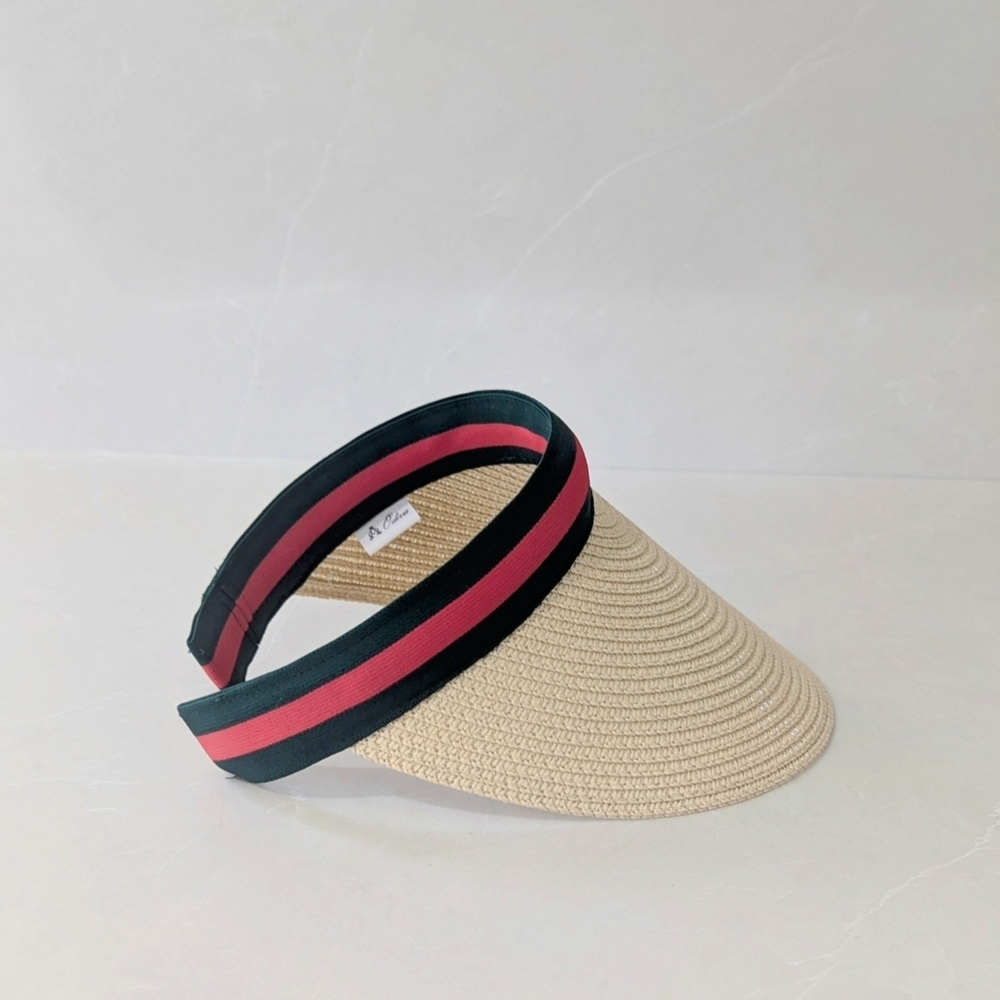 New Stylish Beige Visor with Green and Red Accents - Picture 2 of 7